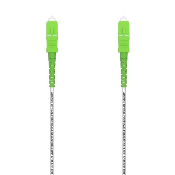 Cable Fibra Óptica Latiguillo G657A2 3.0 9/125 SMF Simplex CPR DCA LSZH, SC/APC-SC/APC, Blanco, 50 m