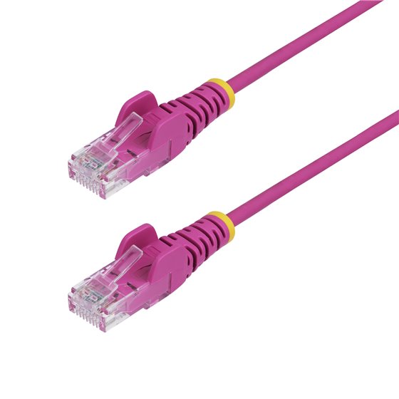Cable de Red Ethernet CAT6 Delgado sin Enganches Rosa de 2,5m - Cable RJ45 Snagless Slim 28AWG - Alambre de Cobre Puro - PoE 100