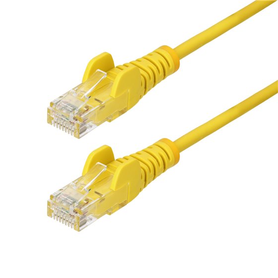 Cable de Red Ethernet CAT6 Delgado sin Enganches Amarillo de 2,5m - Cable RJ45 Snagless Slim 28AWG - Alambre de Cobre Puro - PoE