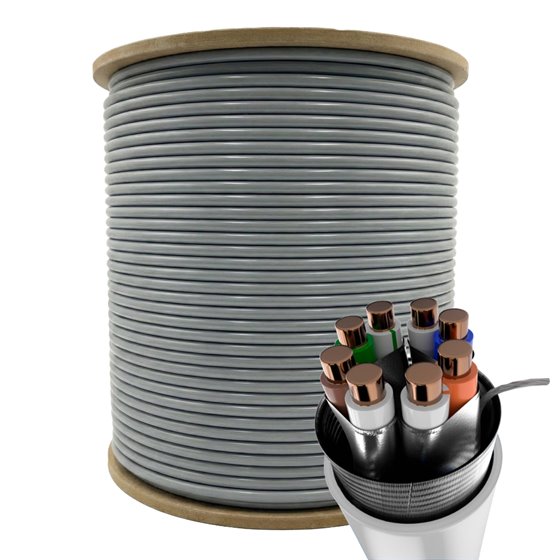 Bobina de cable de red S/FTP Cat.6A cobre LSZH sólido CPR Cca 305 m gris – PHR 6202