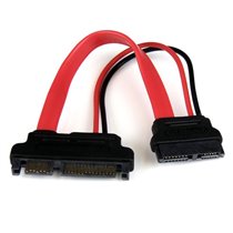 Adaptador Cable SATA 15cm Slimline Línea Delgada a SATA con Alimentación Corriente - Hembra a Macho