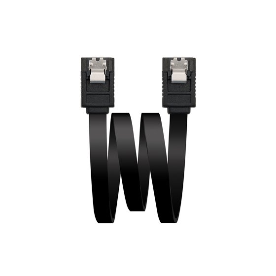 CABLE SATA III DATOS 6G CON ANCLAJES, NEGRO, 0.5 M