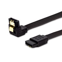 GAK-04 Kabel SATA III 30cm, oplot czarny, ktowy, zote zatrzaski cable de SATA 0,3 m SATA 7-pin 2 x SATA 7-pin Negro
