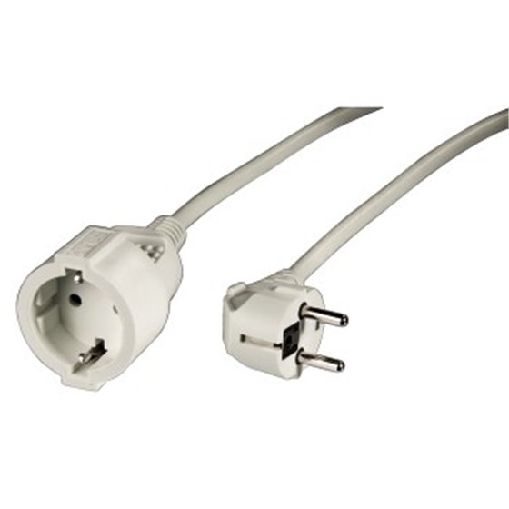 Cable con enchufe de 2m, seguro, resistente, color blanco.