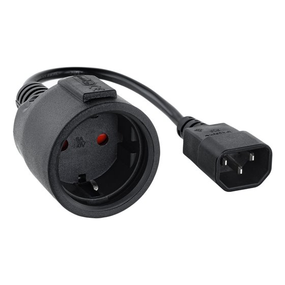 Cable Adaptador C14/M a CEE7/H, 16A, 50 cm