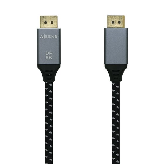 Cable Displayport V1.4 8k@60hz, DP/M-DP/M, Gris/Negro, 1.0m