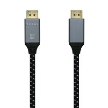 Cable Displayport V1.4 8k@60hz, DP/M-DP/M, Gris/Negro, 1.0m