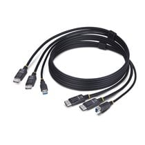 Cable KVM DisplayPort de Doble Pantalla con USB 5Gbps de 1,8m - 4K 60Hz - DP 1.2 - Cable para Conmutador KVM para Dos Monitores