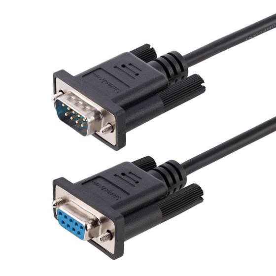Cable 3m Serie RS232 para Módem Nulo, Crossover Cruzado Serial con Blindaje de Al-Mylar, Cable DB9 de Puerto COM Hembra a Macho 
