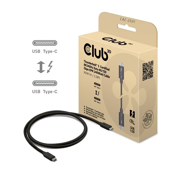 CAC-2501 cable Thunderbolt 1 m 120 Gbit/s Negro