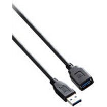 Cable USB negro con conector USB 3.0 A hembra a USB 3.0 A macho 1.8m 6ft