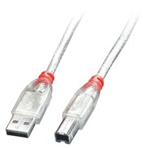 41754 cable USB USB 2.0 3 m USB A USB B Transparente