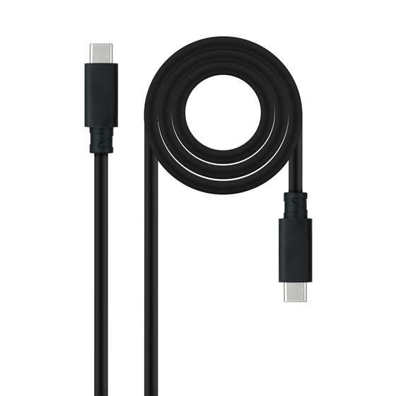 Cable USB 3.1 Gen2 10Gbps 5A, 4K/60Hz, USB-C/M-USB-C/M, Negro, 2 m