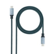 Cable USB 3.1 Gen2 10Gbps 5A, 4K/60Hz, USB-C/M-USB-C/M, Gris/Negro, 2 m