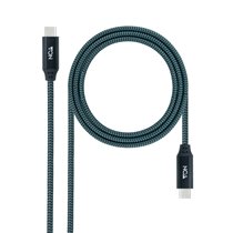 Cable USB 3.2 Gen2x2 20Gbps 5A/100W 4K/60Hz USB-C/M-USB-C/M, Gris/Negro, 2 m