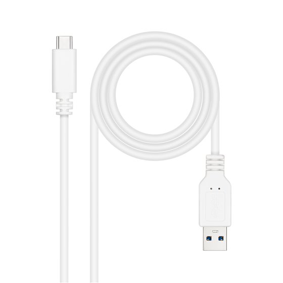 Cable USB 3.1, Gen2 10 Gbps 3A, tipo USB-C/M-A/M, Blanco, 1.5 m