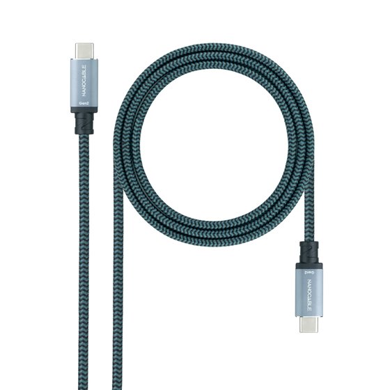 Cable USB 3.2 Gen2x2 20Gbps 5A/100W, 4K/60Hz, USB-C/M-USB-C/M, Gris/Negro, 3 m