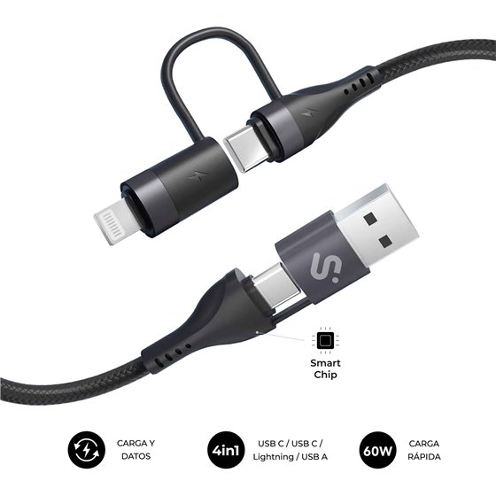 CABLE TOP 4IN1 60W C-C-L-A 1m
