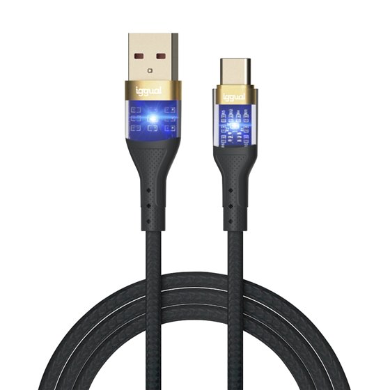 Cable USB-A a tipo C 3A 100 cm trenzado LED