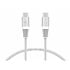 Cable de carga y datos USB-C a USB-C 60W, Power Delivery, Carga ultra rápida, Trenzado, Cubiertas reforzadas, 2m, Blanco