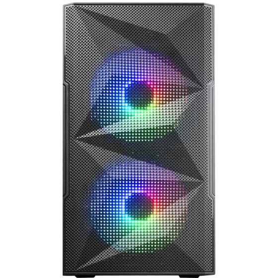 MC-ME, Caja Gaming Compacta MicroATX, Ventana Lateral Completa Cristal Templado, Diseño Frontal Total-Mesh Geométrico, 2X Ventil