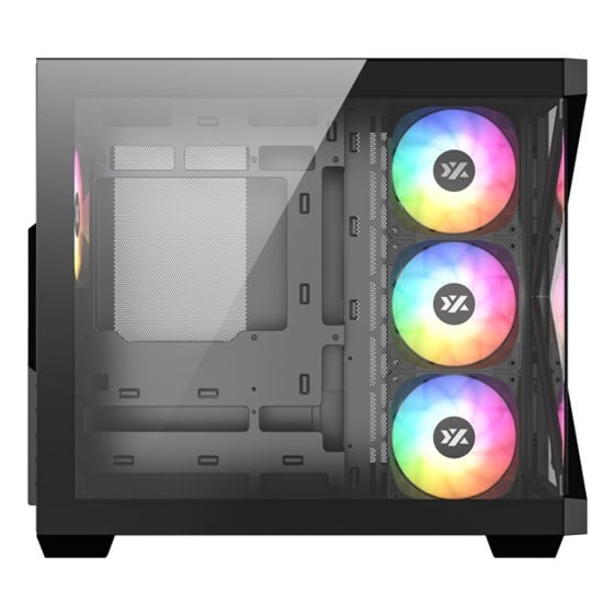 QUBEX, TORRE GAMING,DUAL CHAMBER, 4x VENTILADORES, A-RGB, MESH DUAL ,BTF, TYPO C, ATX, NEGRA