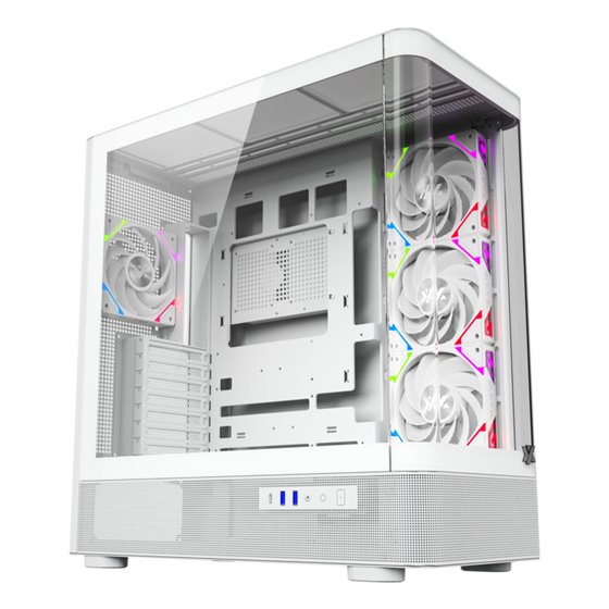 QUANTUM TORRE GAMING A-RGB , 4x VENTILADORES, PWM, BTF, CRISTAL CURVO, TIPO C , ATX, BLANCA