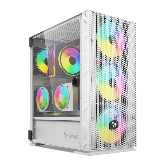Raptor White X1 ARGB Glass/Mesh White Computer Case Midi Tower Blanco