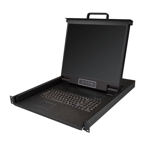 Consola KVM de Montaje en Rack de Servidores - Teclado QWERTY - KVM VGA de 1 Puerto con Monitor LCD de 19" - Switch KVM 1U con C