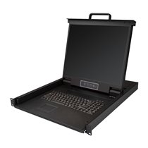 Consola KVM de Montaje en Rack de Servidores - Teclado QWERTY - KVM VGA de 1 Puerto con Monitor LCD de 19" - Switch KVM 1U con C