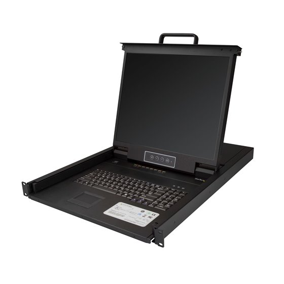Consola KVM de 8 puertos para Montaje en Rack - Teclado QWERTY - con Cables de 1,8m - Conmutador KVM con Monitor LCD de 19" - Sw