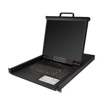 Consola KVM de 8 puertos para Montaje en Rack - Teclado QWERTY - con Cables de 1,8m - Conmutador KVM con Monitor LCD de 19" - Sw