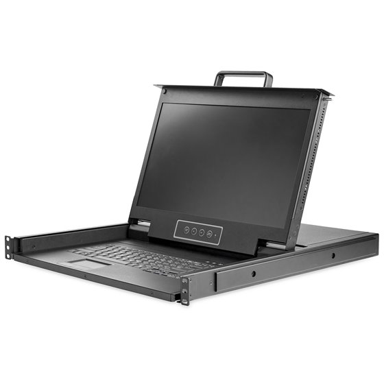 Consola KVM HD 1080p de Montaje en Rack de Servidores - Teclado QWERTY - KVM de 1 Puerto VGA con Monitor LCD de 17" - Switch KVM