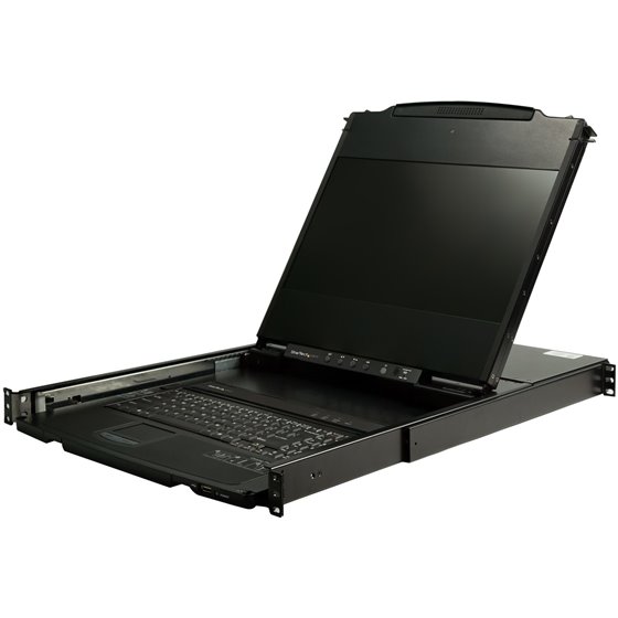 Consola KVM de Doble Carril HD 1080p para Rack de Servidores - Teclado QWERTY - KVM de 1 Puerto DVI/VGA con Monitor LCD de 17" -
