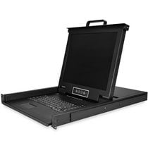 Consola KVM de 8 Puertos para Montaje en Rack con Cables de 1,8m - Teclado QWERTY - Conmutador KVM integrado con Monitor LCD de 