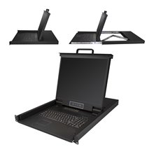 Consola KVM de 16 puertos para Montaje en Rack - Teclado QWERTY - con Cables de 1,8m - Conmutador KVM con Monitor LCD de 19" - S