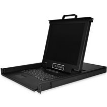 Consola KVM de 16 Puertos para Montaje en Rack con Cables de 1,8m - Teclado QWERTY - Conmutador KVM integrado con monitor LCD de