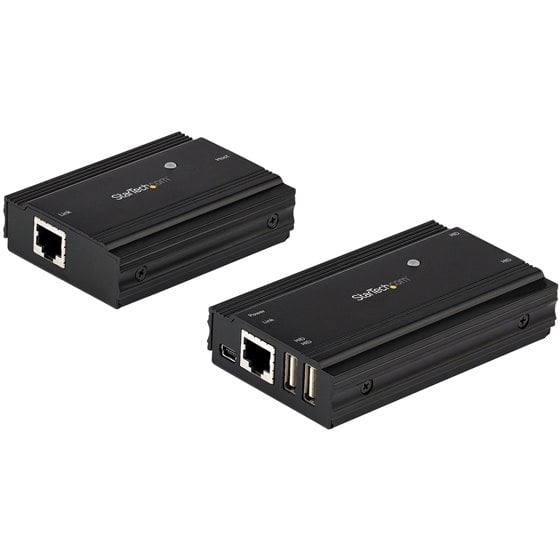 Hub Concentrador Extensor USB 2.0 de 4 Puertos por un Solo Cable Ethernet CAT5e/CAT6 RJ45 - 100m - Juego de Alargador USB - Caja