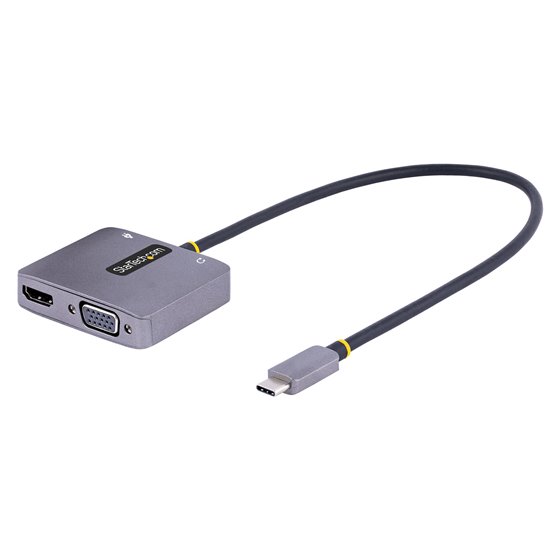 Adaptador de Vídeo USB C, Adaptador Multipuertos USB Tipo C a HDMI VGA con Salida de Audio de 3,5mm, HDR 4K a 60Hz, PD 3.0 de 10