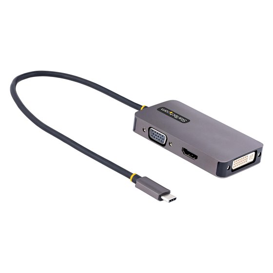 Adaptador de Vídeo USB C, Adaptador USB Tipo C a HDMI VGA DVI hasta 4K 60Hz, Adaptador de Pantalla Multipuertos, Compatible con 