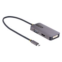 Adaptador de Vídeo USB C, Adaptador USB Tipo C a HDMI VGA DVI hasta 4K 60Hz, Adaptador de Pantalla Multipuertos, Compatible con 