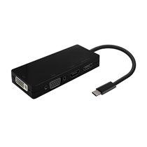 Conversor USB-C A DP/DVI/HDMI/VGA, USB-C/M-DP/H-DVI/H-HDMI/H-Vga/H, Negro, 15cm