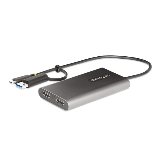 Adaptador USB-C a HDMI Doble - USB Tipo C a 2 Monitores HDMI - 4K 60Hz - Entrega de Alimentación PD de 100W con Paso - Cable Inc