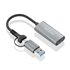 Conversor Aluminio USB-A+USB-C A HDMI 1080P@60Hz, USB-A/M+USB-C/M-HDMI/H, Gris, 15cm