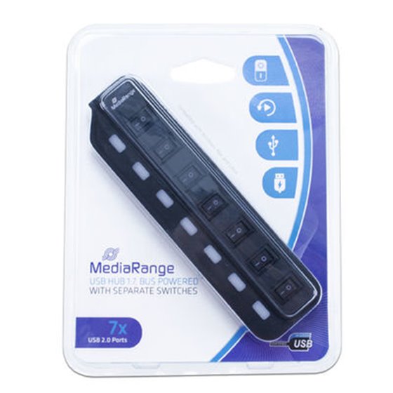 MRCS504 hub de interfaz 480 Mbit/s Negro