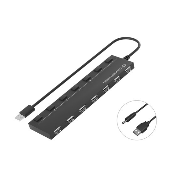 HUBBIES08B hub de interfaz USB 2.0 480 Mbit/s Negro