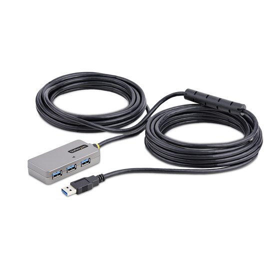 U01043-USB-EXTENDER hub de interfaz USB 3.2 Gen 1 (3.1 Gen 1) Type-A 5000 Mbit/s Negro, Plata