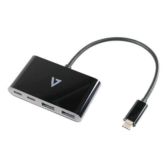 USB-C macho a 2 x USB A hembra, 2 x USB-C concentrador hembra USB 3.2 Gen1 5 Gbps negro