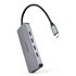 Hub USB-C macho a 4 x USB-C hembra + USB-C PD 100W, Aluminio 10 cm, Gris