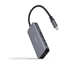 Hub USB-C macho a 4 x USB-C hembra, Aluminio 10 cm, Gris